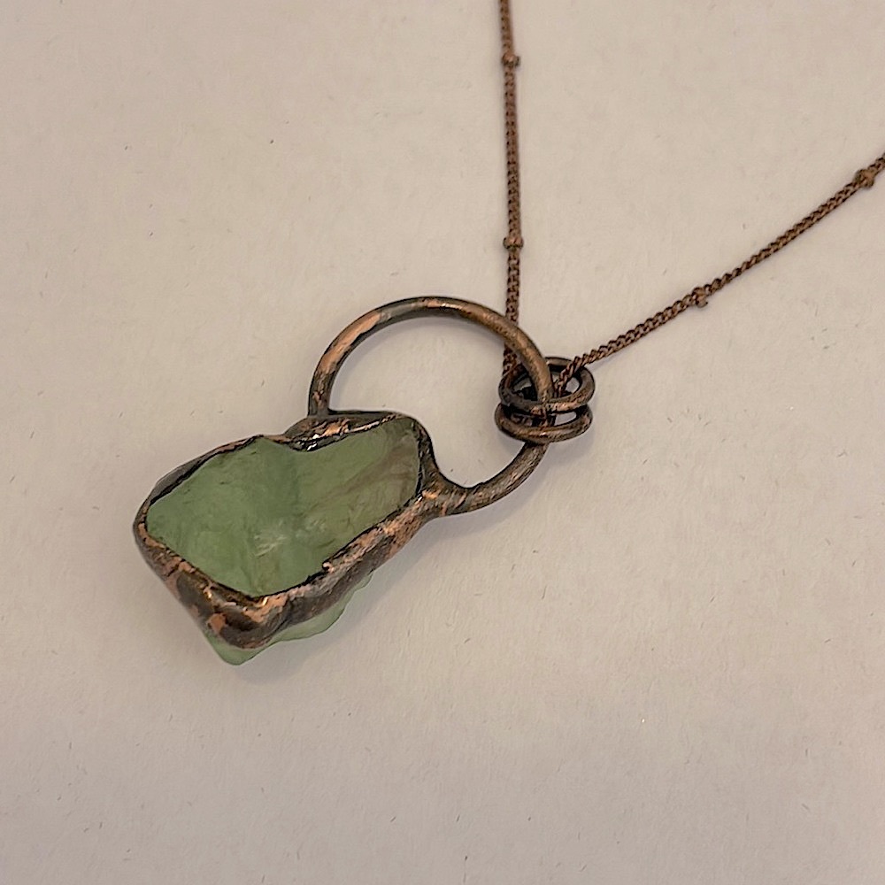Green Emerald necklace on brass